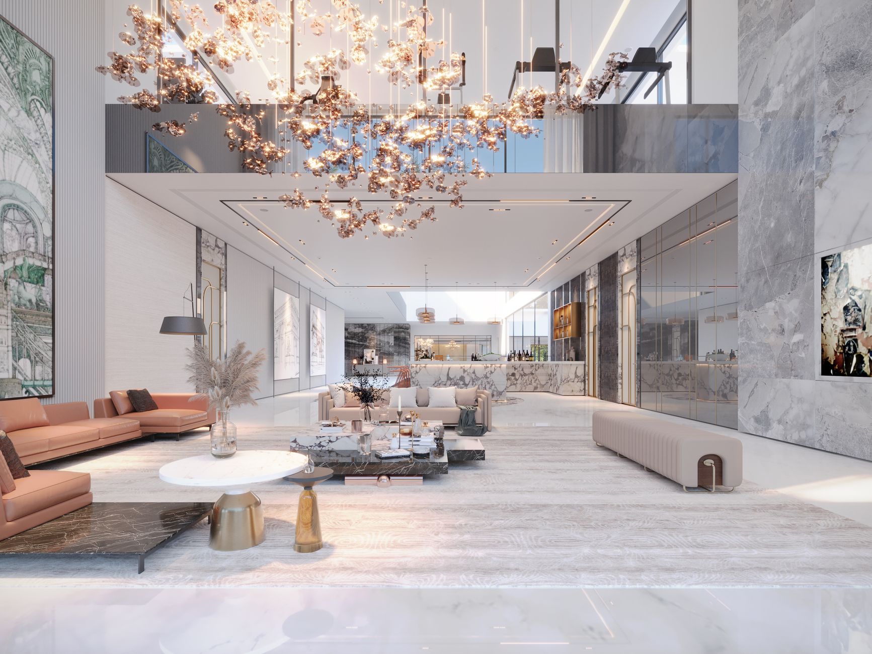 Warm luxury interior living room designed by Vanguard Studio Egypt
